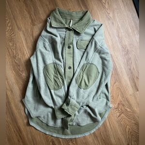 FP Ruby Jacket Green Button-Up with Patches NWOT